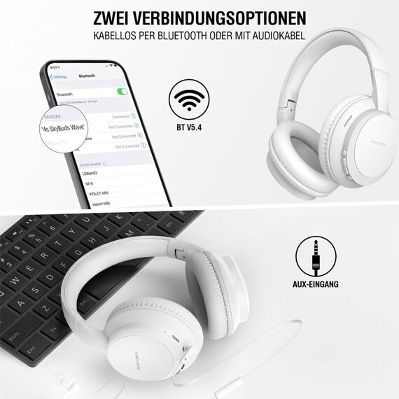4smarts SkyBuds Wave Kopfhörer Verkabelt & Kabellos Kopfband Anrufe/Musik USB Typ-C Bluetooth Weiß, 8 image