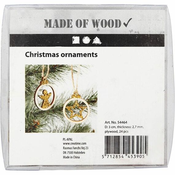 Creativ Company 54464 Christbaumschmuck Weihnachtsbaumschmuck Sperrholz Holz 24 Stück(e)