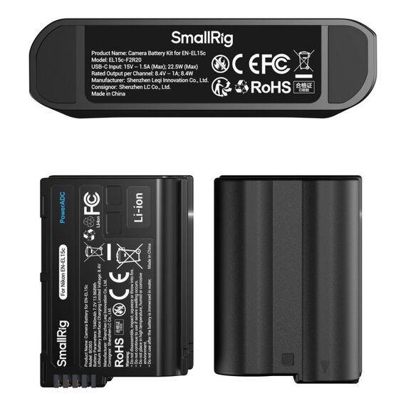 SmallRig 5486 Akkuladegerät Batterie für Digitalkamera USB, 2 image