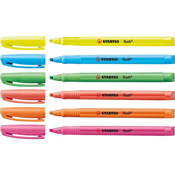 STABILO Flash Marker 6 Stück(e) Blau, Grün, Orange, Pink, Rot, Gelb