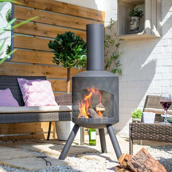 La Hacienda 56303 Kamin Draußen Tragbare Feuerstelle Brennholz Schwarz