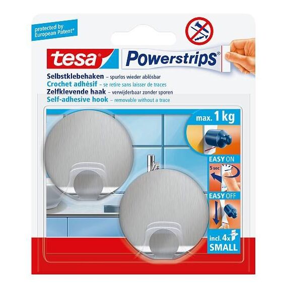 TESA 57044-00000 Wandhalterung Drinnen Handtuchhaken Metallisch 2 Stück(e)