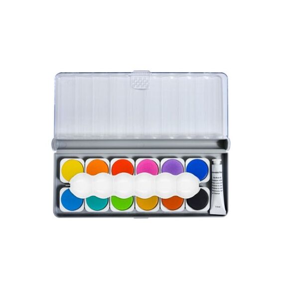 Eberhard Faber 578312 Farbe auf Wasserbasis Schwarz, Blau, Braun, Grün, Orange, Pink, Rot, Türkis, Violett, Gelb Palette 12 Stück(e)