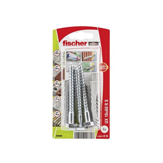 Fischer 90880 Schraubanker/Dübel 10 Stück(e) Schrauben- und Ankersatz 75 mm