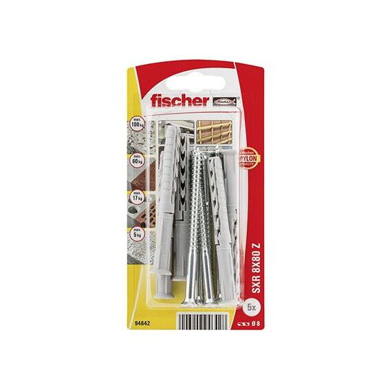 Fischer 94642 Schraubanker/Dübel 5 Stück(e) Schrauben- und Ankersatz 80 mm