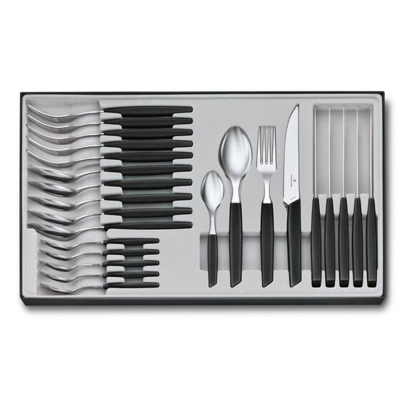 Victorinox Swiss Modern Besteck-Set 24-teilig, schwarz, PP Copolymere, Steak