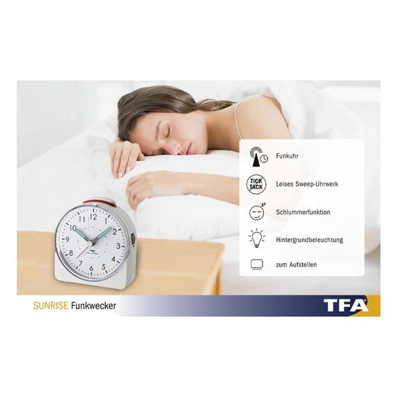 TFA-Dostmann Analoger Funk-Wecker SUNRISE