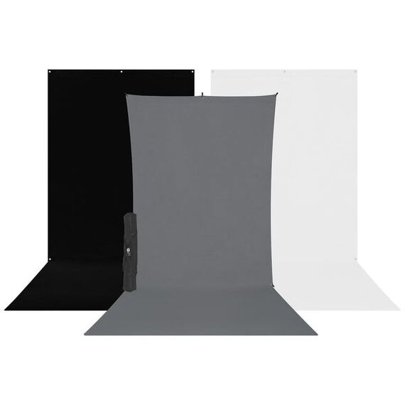 Westcott X-Drop Fotokulisse Einfarbig Schwarz, Grau, Weiß