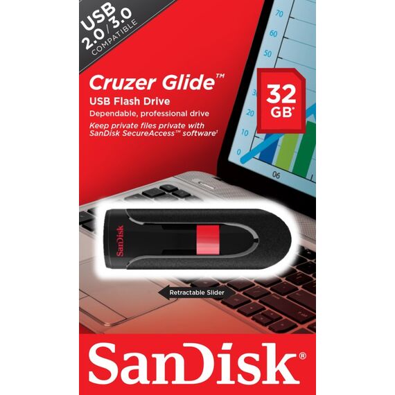 SanDisk Cruzer Glide USB-Stick 32 GB USB Typ-A 2.0 Schwarz, Rot, 4 image