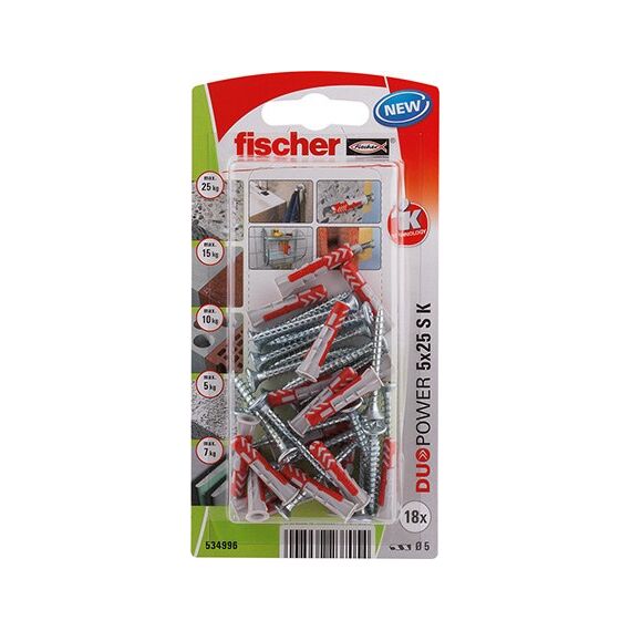 Fischer 534996 Schraubanker/Dübel 18 Stück(e) Schrauben- und Ankersatz 25 mm