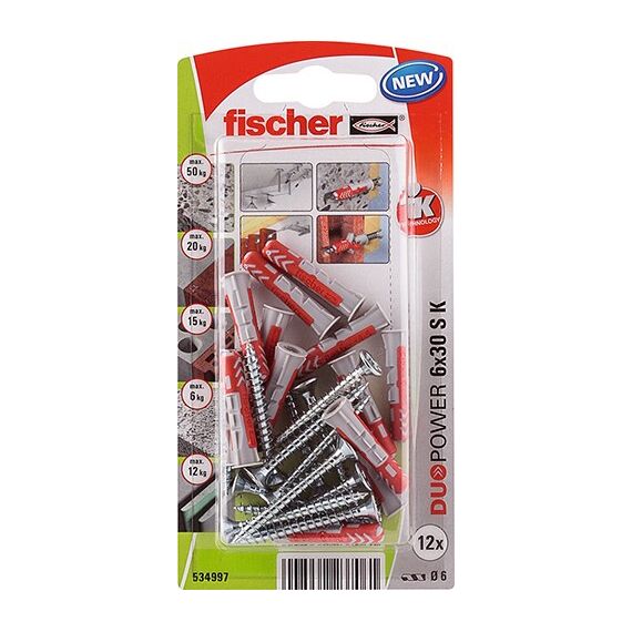 Fischer 534997 Schraubanker/Dübel 12 Stück(e) Schrauben- und Ankersatz 30 mm