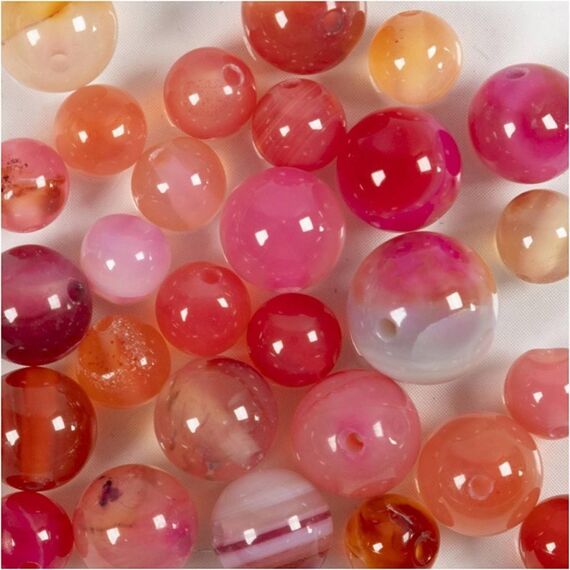 Creativ Company 632025 Perle Runde Perle Agate Beige, Rose 28 Stück(e), 3 image