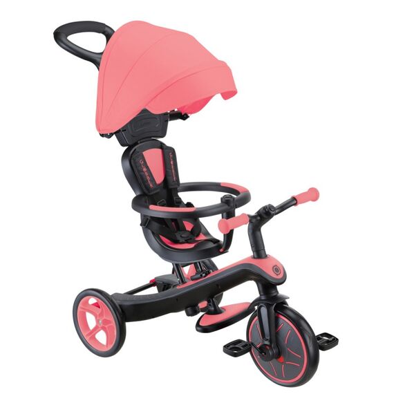 Globber Explorer Trike 4in1 Dreirad Kinder Frontantrieb Senkrecht, Farbe: Pink