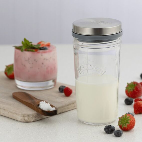 Kilner Kefir Fermenter Set 0.5 L Edelstahl, Transparent Bambus, Glas, Silikon, Edelstahl 0,5 l 1 Stück(e), 4 image