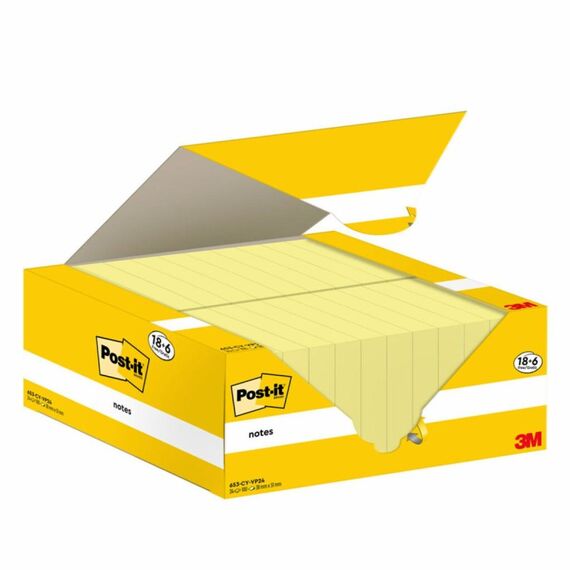 Post-It 653-CY-VP24 Klebezettel Rechteck Gelb 100 Blätter Selbstklebend