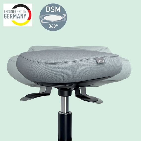 Leitz 65770095 Sattelstuhl Gepolsterter Sitz Grau Schaum Schwarz Lenkrollen Metall, 3 image