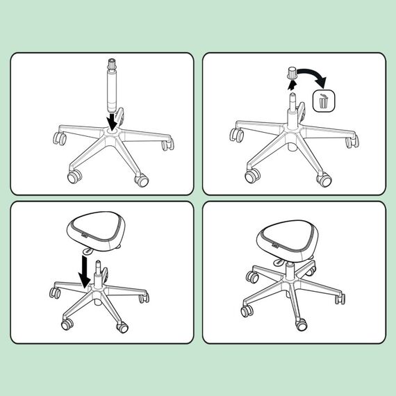 Leitz 65770095 Sattelstuhl Gepolsterter Sitz Grau Schaum Schwarz Lenkrollen Metall, 9 image