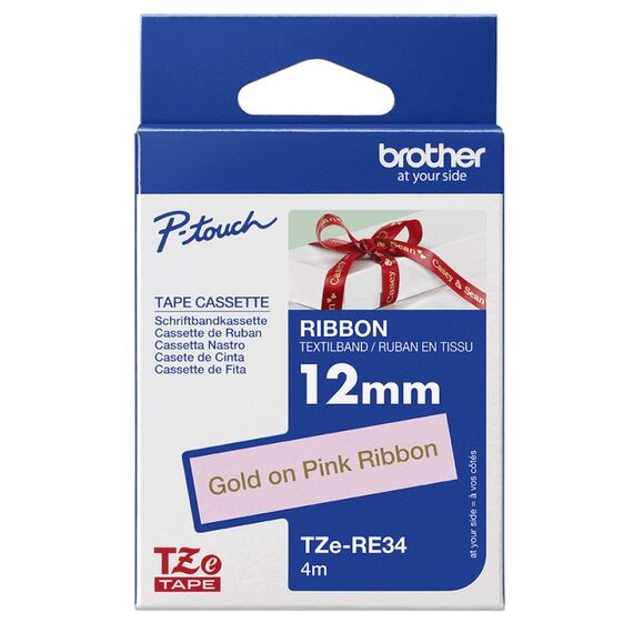 Brother TZE-RE34 Etiketten erstellendes Band Gold auf Rosa, 6 image