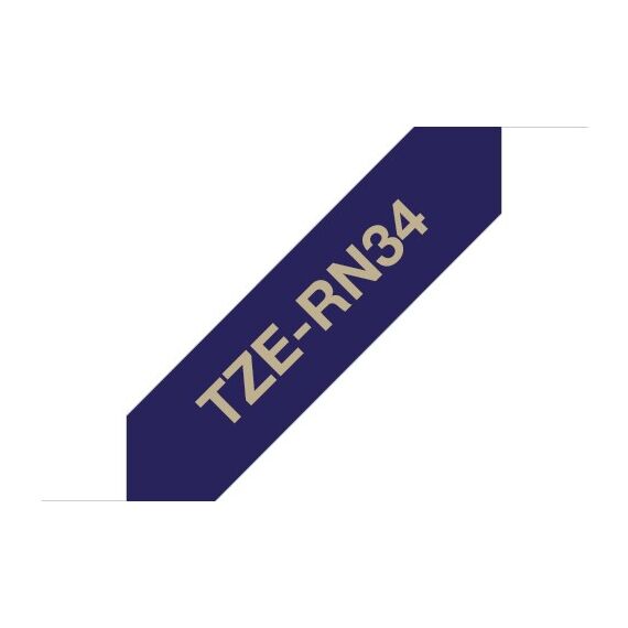 Brother TZE-RN34 Etiketten erstellendes Band Gold auf Marineblau