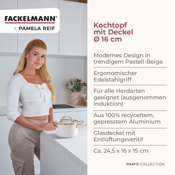 Fackelmann 66198 Kochtopf 1,7 l Rund Beige, Gold, 4 image