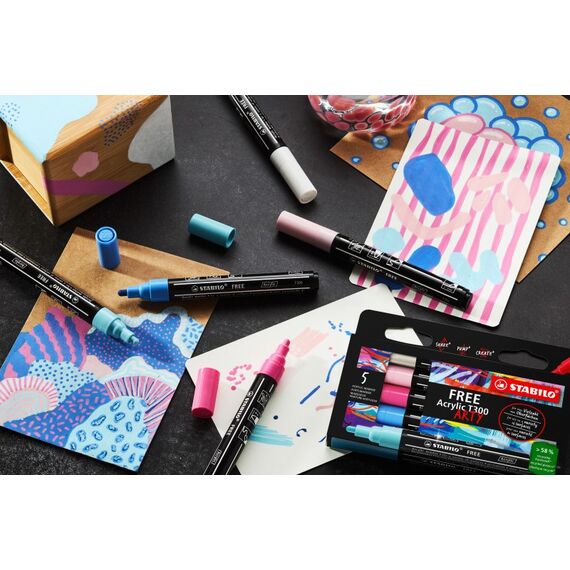 STABILO FREE Acrylic Marker 5 Stück(e) Rundspitze Blau, Metallicblau, Pink, Rose, Weiß, 5 image