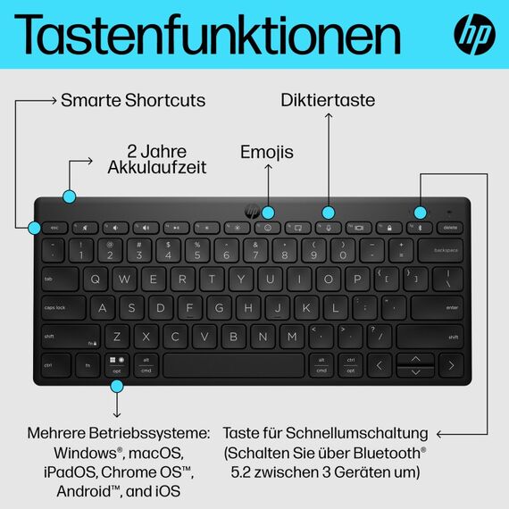 HP 355 Kompakte Bluetooth-Tastatur für mehrere Geräte, 6 image