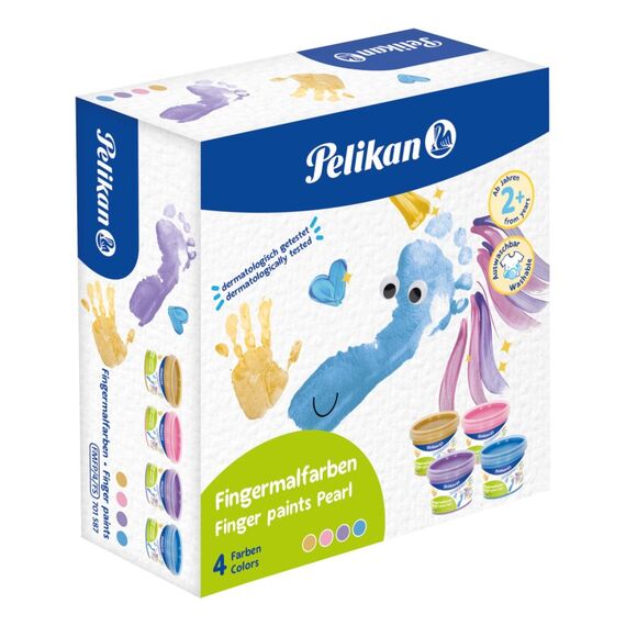 Pelikan 701587 Abwaschbare Fingerfarbe Blau, Perleffekt, Pink, Violett, Gelb
