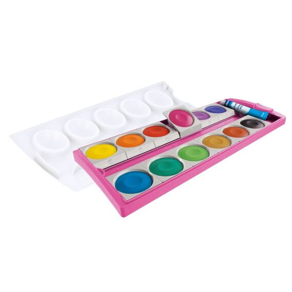 Pelikan Farbkasten K12® Pink/Glitzer inkl. Deckweiß, 12 Farben