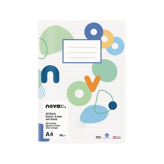 novooo. 729759 Notizbuch A4 20 Blätter Blau, Weiß