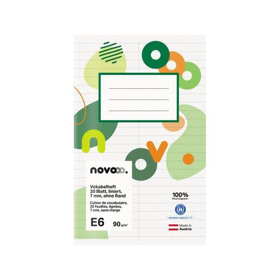 novooo. 729770 Notizbuch 20 Blätter Grün, Weiß