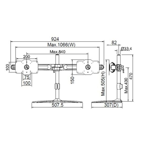 Multibrackets 7419 Flachbildschirm-Tischhalterung 81,3 cm (32") Tisch/Bank Schwarz, 9 image