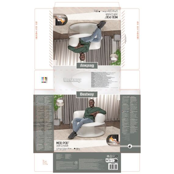 Bestway 75138 Aufblasbarer Sessel Einzelstuhl Gemischte Farben, 17 image