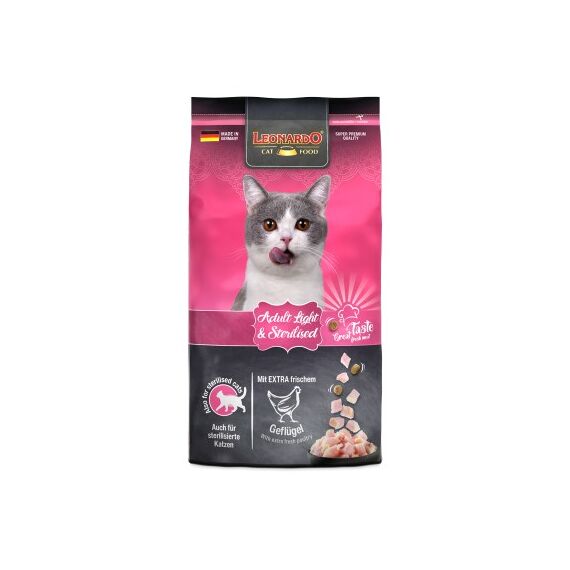 Leonardo Cat Food Adult Light & Sterilised Katzen-Trockenfutter 300 g Geflügel