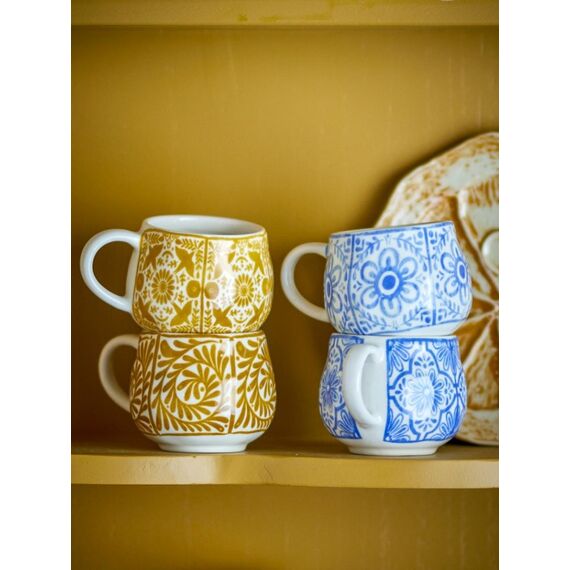 Bloomingville Milton Tasse Blau, Weiß, Gelb Espresso 4 Stück(e), 3 image