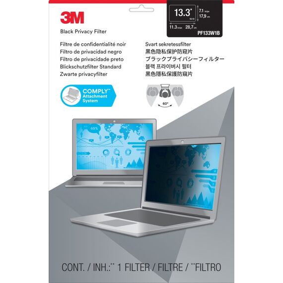 3M PF133W1B 33,8 cm (13.3") Laptop Rahmenloser Blickschutzfilter