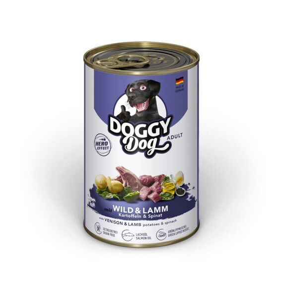 DOGGY Dog 870630 Hunde-Dosenfutter Lamm, Wildfleisch Adult 400 g