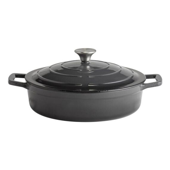 APS-Germany 88305 Bräter 3 l Eisenguss, Edelstahl, Farbe: Grau