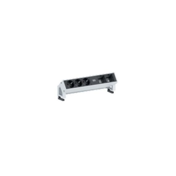Bachmann DESK 2 Verlängerungskabel 3 AC-Ausgänge Schwarz, Edelstahl
