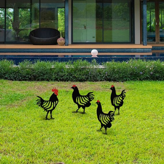 Wallxpert 907MDS1106 Gartenfigur Gartenstatue Tier Metall Schwarz 4 Stück(e), 3 image