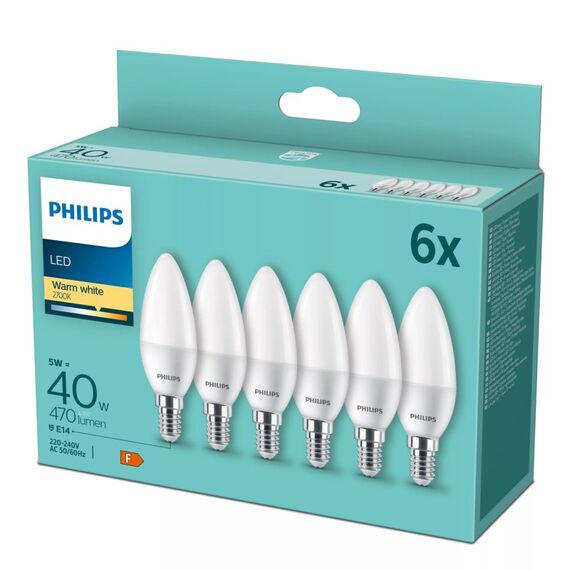 Philips Kerzenlampe 40W B35 E14 x6, 2 image