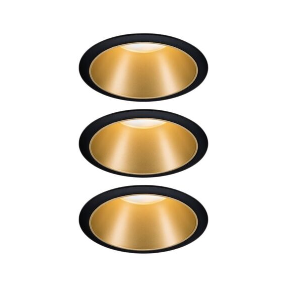 Paulmann Set Cole Coin 3StepDim, 3x6W 2700K 230V schwarz gold matt