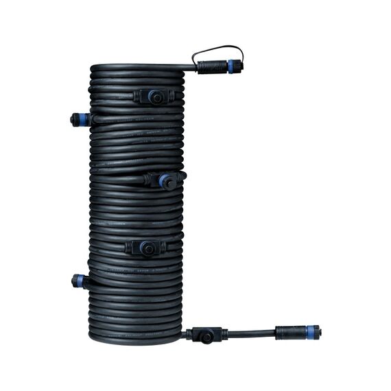 Paulmann Kabel 1 In-7 Out, max. 150 W, 15 m 24V, IP68, Schwarz