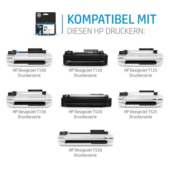 HP 711 Schwarz DesignJet Tintenpatrone, 38 ml, 2 image