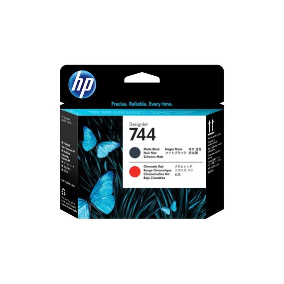 HP 744 DesignJet Druckkopf Mattschwarz/Chromatisches Rot