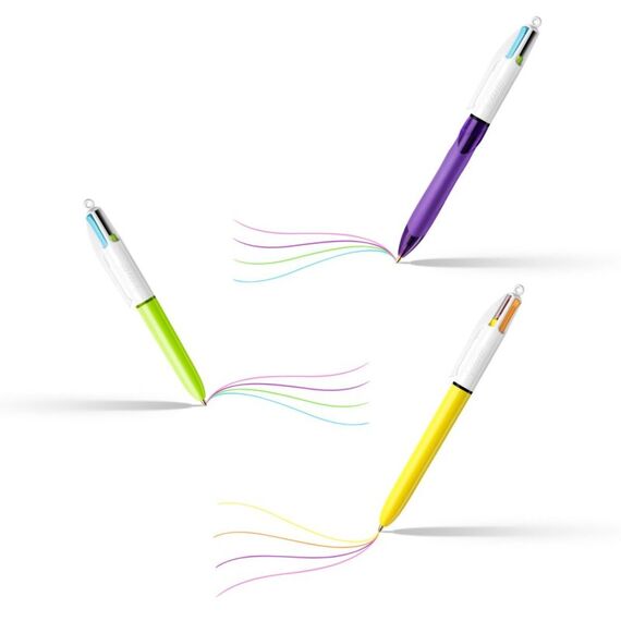 BIC 4 Colours Schwarz, Blau, Cyan, Grün, Hellgrün, Orange, Pink, Violett, Rot, Gelb Clip-on-Einziehkugelschreiber Medium 6 Stück(e), 5 image