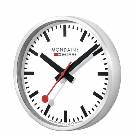 Mondaine A990.CLOCK.16SBB Wand- /Tischuhr Quarzuhr Kreis Silber