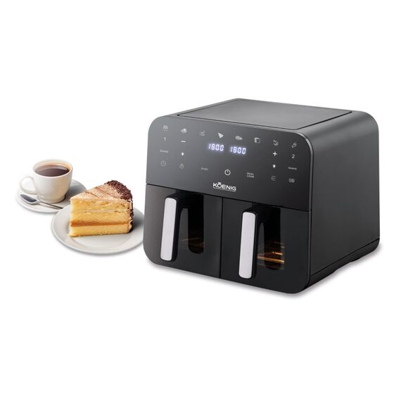 KOENIG B02264 Fritteuse Doppel 9 l Eigenständig 1200 W Heißluftfritteuse Schwarz, 2 image
