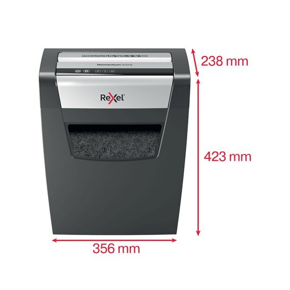 Rexel Momentum X312 Aktenvernichter Partikelschnitt-Zerkleinerung 62 dB Schwarz, Grau, 2 image