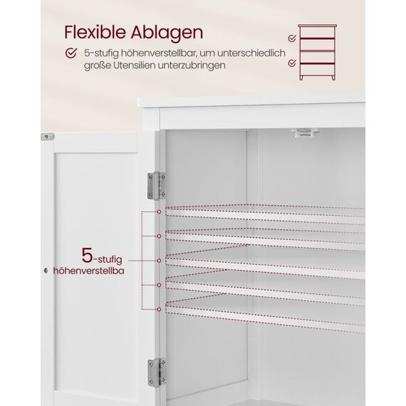 Vasagle BBC552P31 Aufbewahrungsschrank für Badezimmer Weiß, 3 image