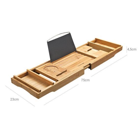 Songmics BCB88Y Badewannenablage Holz Bambus, 5 image